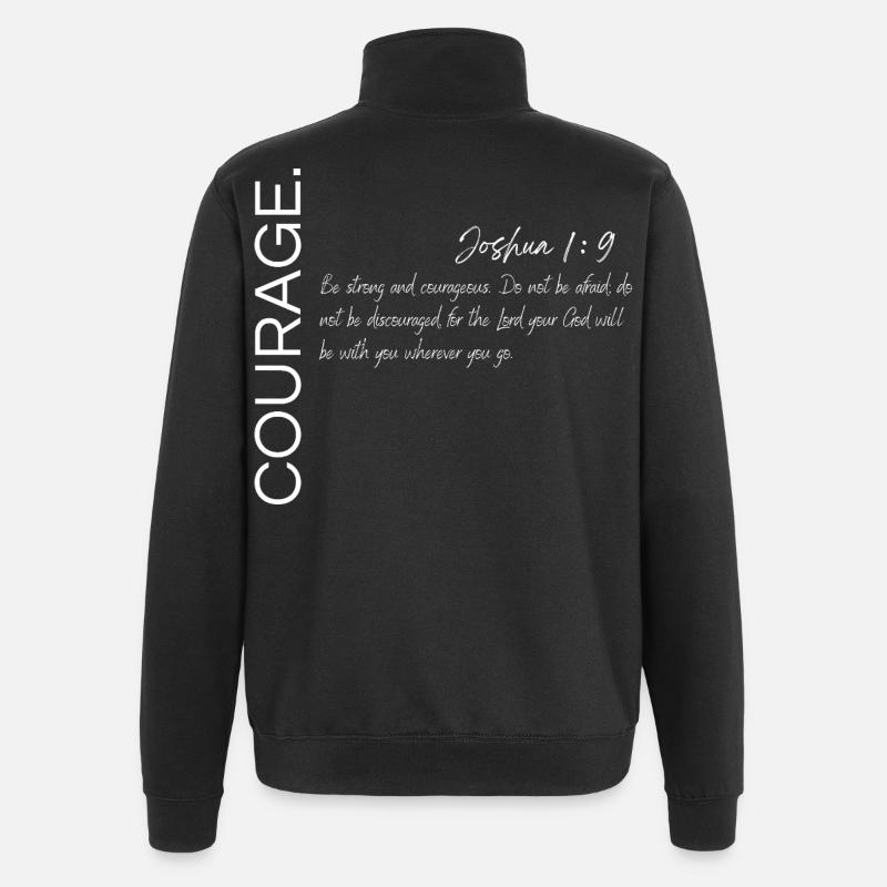 Courage - Josué 1:9 Conception chrétienne - Sweat à zip 1/4 - noir