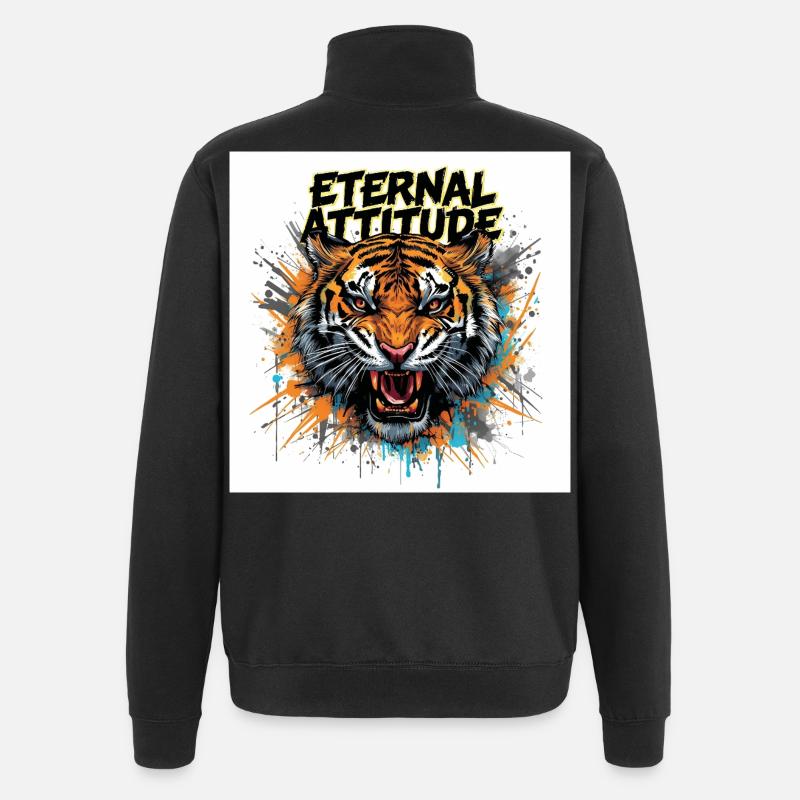 Pose du Tigre Éternel - Sweat à zip 1/4 - noir