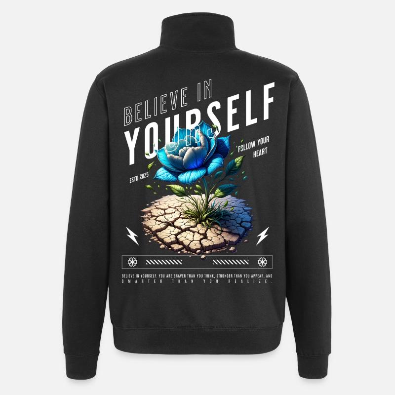 Glaube an dich Selbst Blüte - Quarter-Zip-Sweatshirt - Schwarz