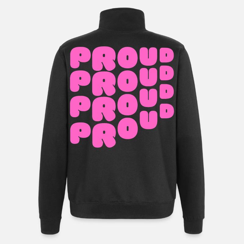 Pride / CSD / LGBTQ+ Design "PROUD" - Quarter-Zip Sweatshirt - black