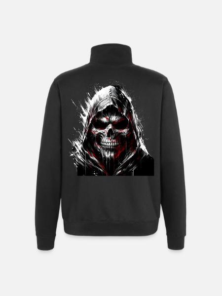 Dark Skull with Hood Gothic Art - Quarter-Zip Sweatshirt - black