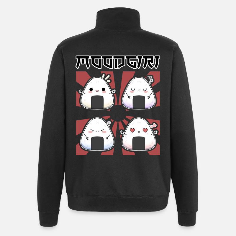 Moodgiri – Kawaii Onigiri Caprices - Sweat à zip 1/4 - noir