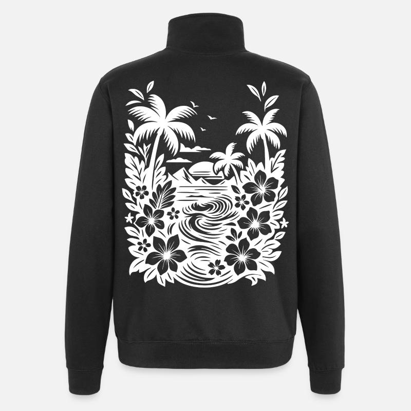 Beach white - Quarter-Zip Sweatshirt - black