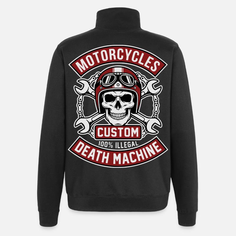 Skull with helmet and wrench - Quarter-Zip Sweatshirt - black
