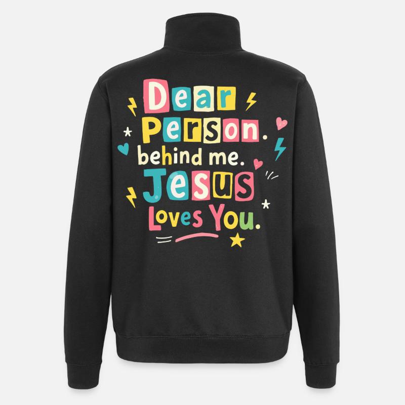 Jésus t’aime, message positif - Sweat à zip 1/4 - noir