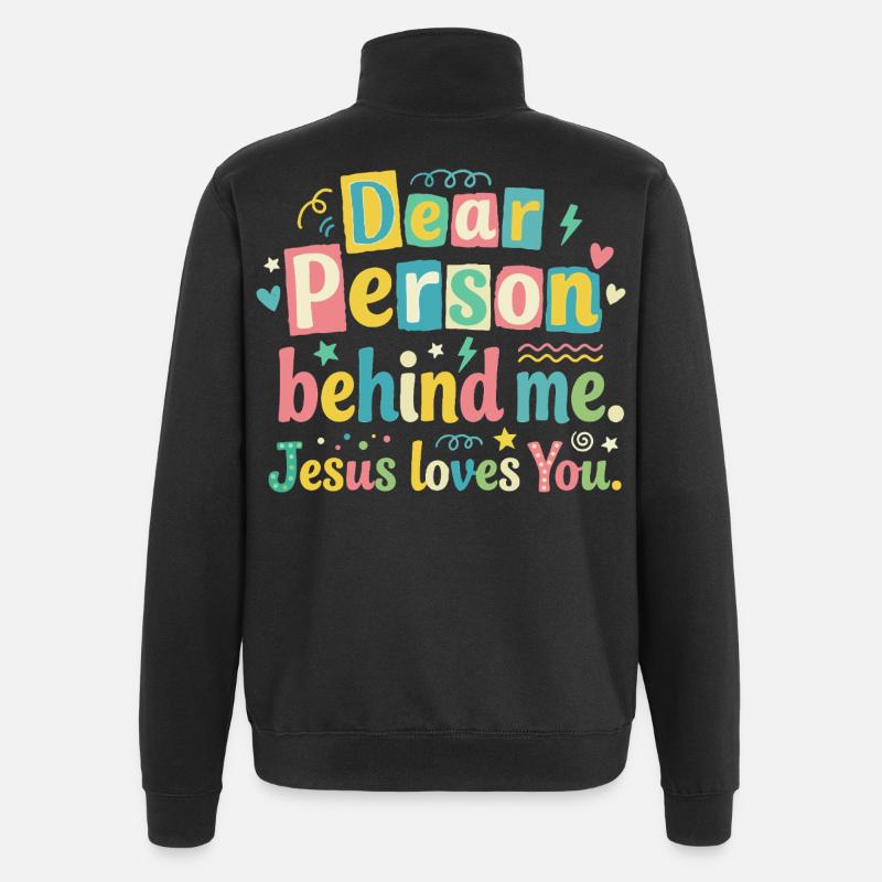 Jésus t’aime, message positif - Sweat à zip 1/4 - noir