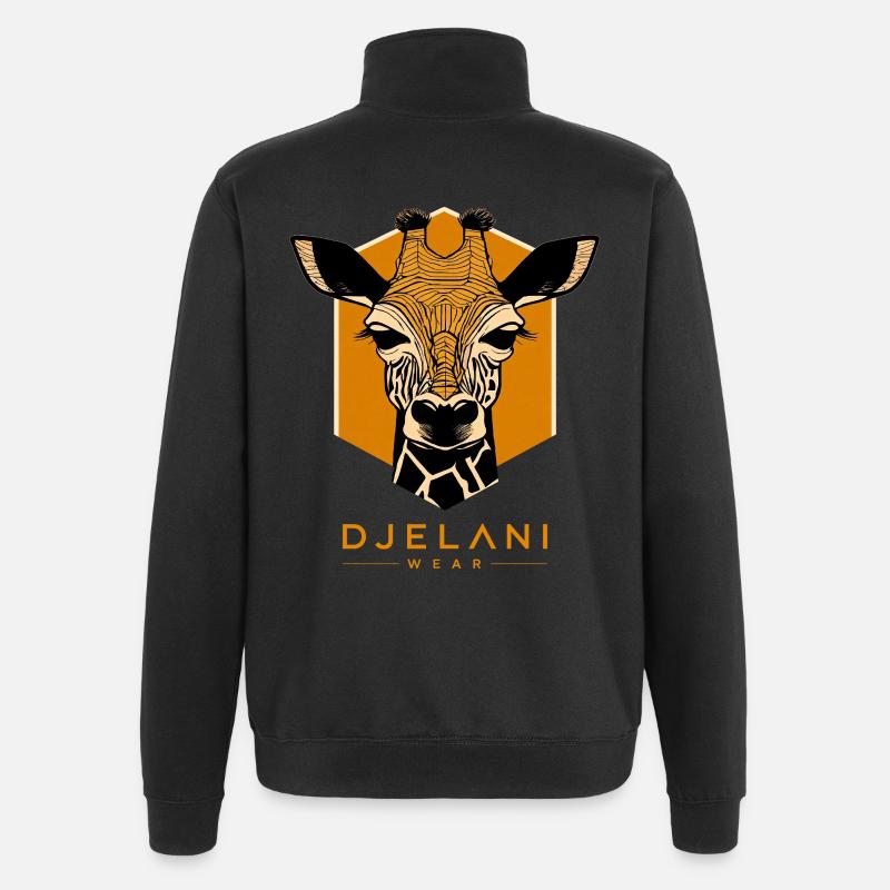 Geometrische Giraffe in Ocker - Quarter-Zip-Sweatshirt - Schwarz