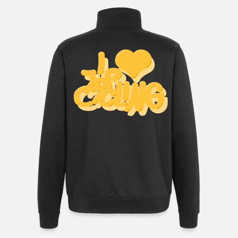 I_love_Cycling_gelb - Sweat à zip 1/4 - noir