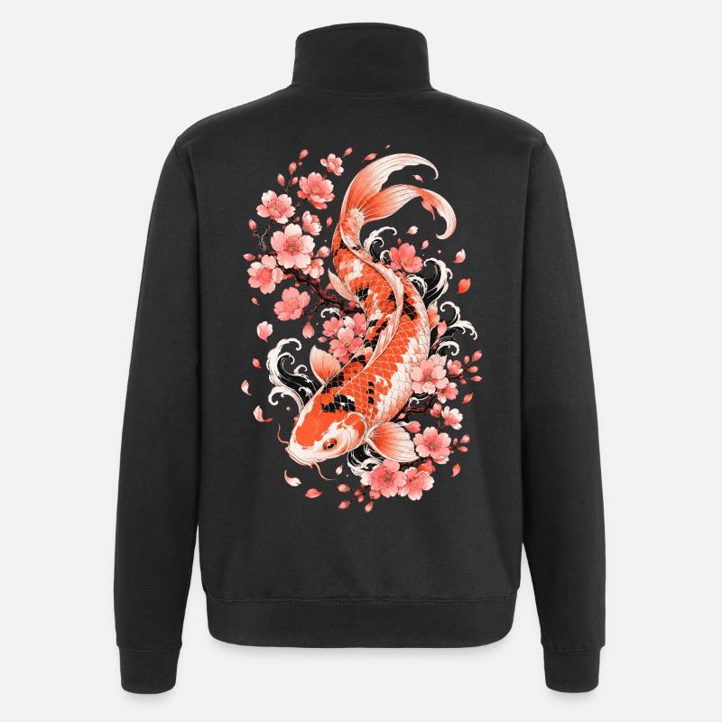 Flux de Koi Sakura - Sweat à zip 1/4 - noir