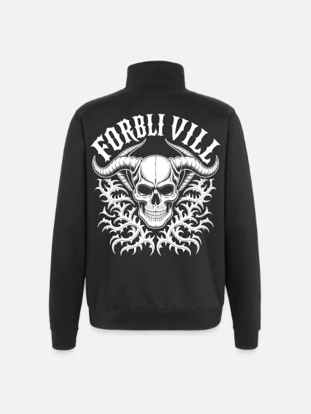 Horn Skull Circle Illustration - Quarter-Zip Sweatshirt - black