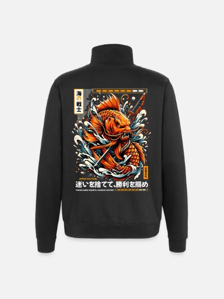 Koi Warrior Achieve Victory - Quarter-Zip-Sweatshirt - Schwarz