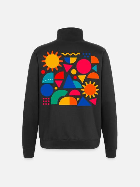 Geometric colour explosion: sunny shapes - Quarter-Zip Sweatshirt - black
