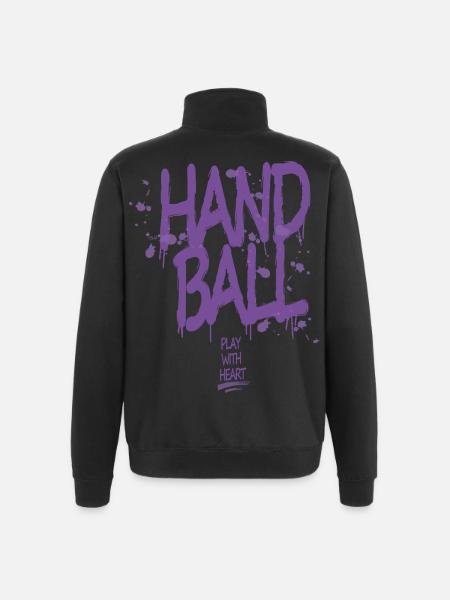 Handball Graffiti with Heart - Quarter-Zip Sweatshirt - black