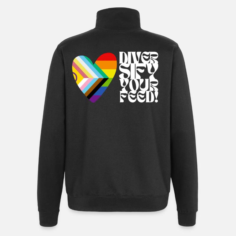 🌈♿ Diversifiez votre alimentation – Progress, Pride&Disability - Sweat à zip 1/4 - noir