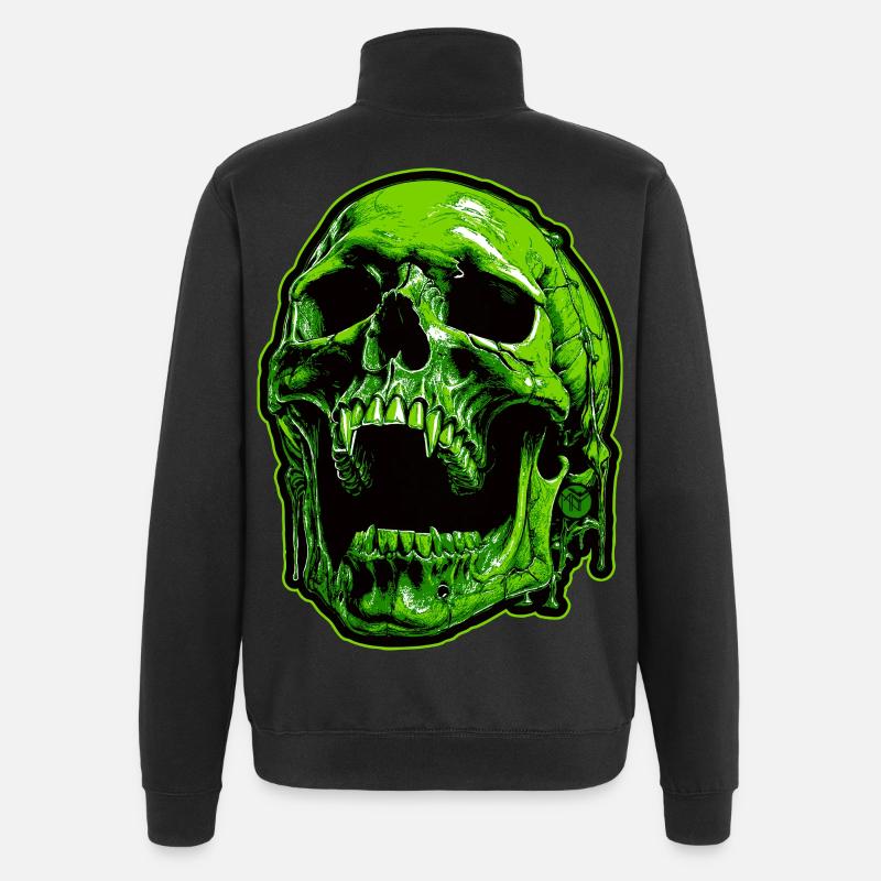 Crâne de vampire vert - Sweat à zip 1/4 - noir