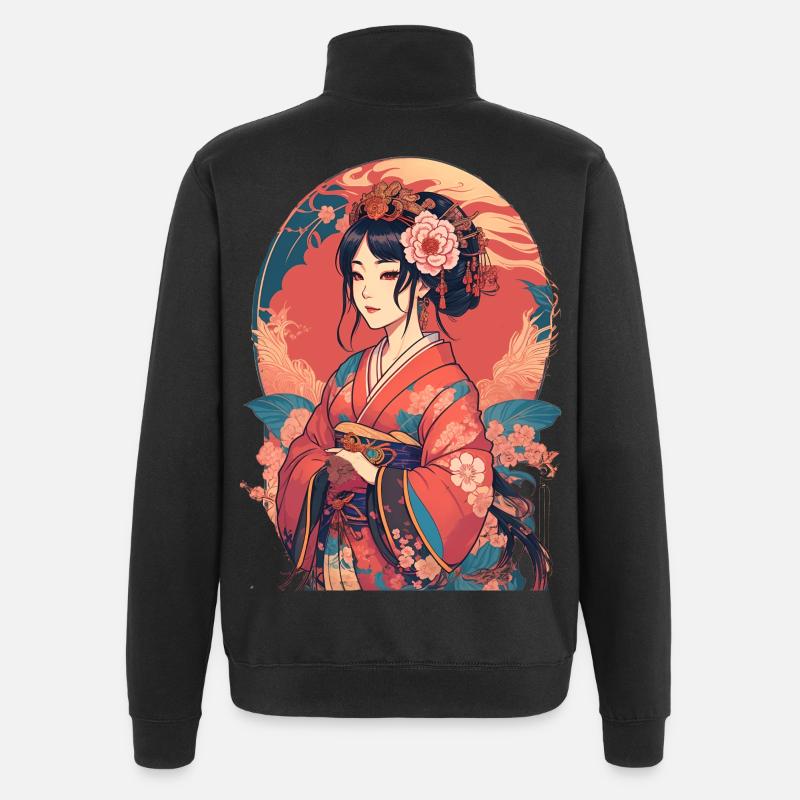 junges japanisches Mädchen - Quarter-Zip-Sweatshirt - Schwarz