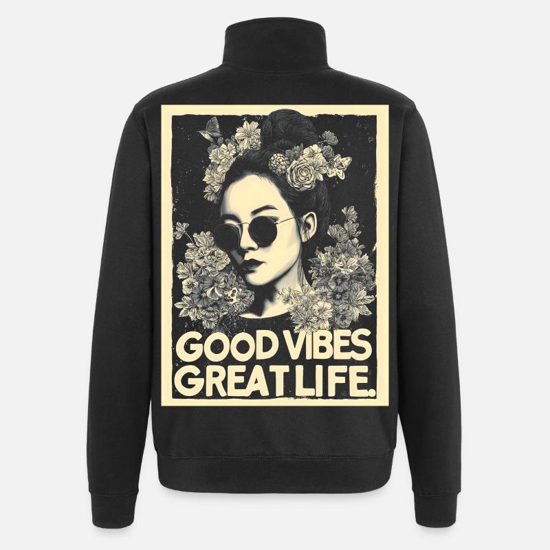 Vibes great Life tattoo - Quarter-Zip Sweatshirt - black