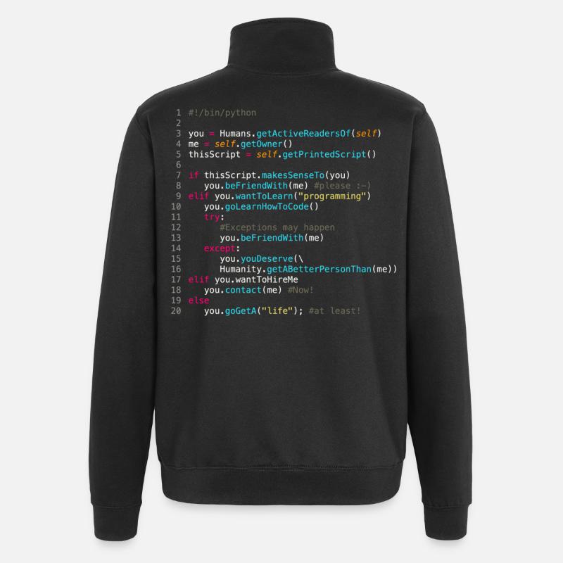 Sei mit Programmierern befreundet (in Python) - Quarter-Zip-Sweatshirt - Schwarz