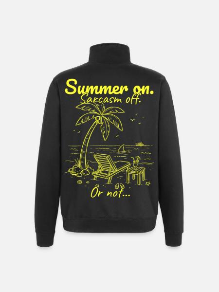 Summer on. Sarcasm off. Yellow. - Quarter-Zip Sweatshirt - black