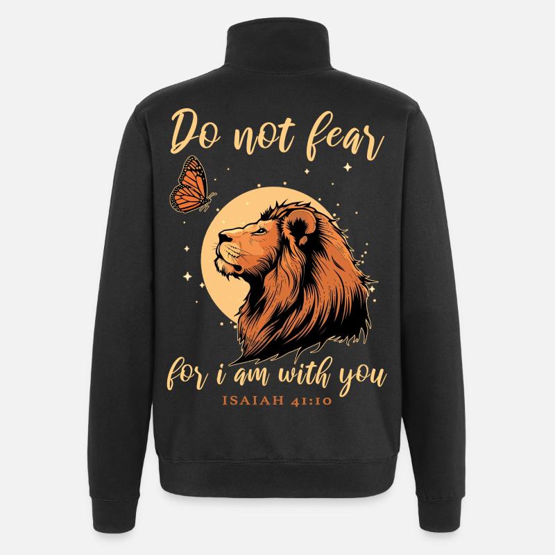 Lion, Papillon, Verset Biblique, Christian - Sweat à zip 1/4 - noir