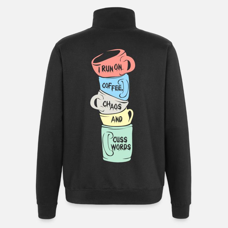 Kaffee - Quarter-Zip-Sweatshirt - Schwarz