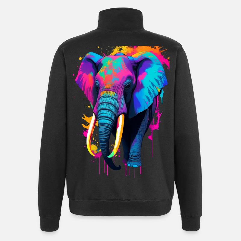 Éléphant - Sweat à zip 1/4 - noir