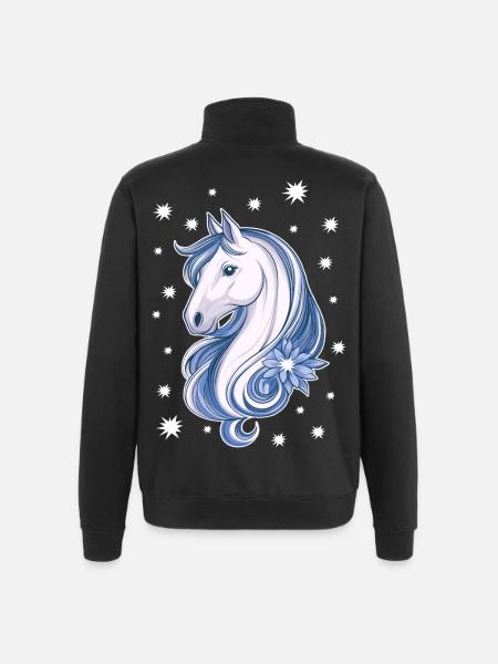 Pferd mit Sternen - Quarter-Zip-Sweatshirt - Schwarz