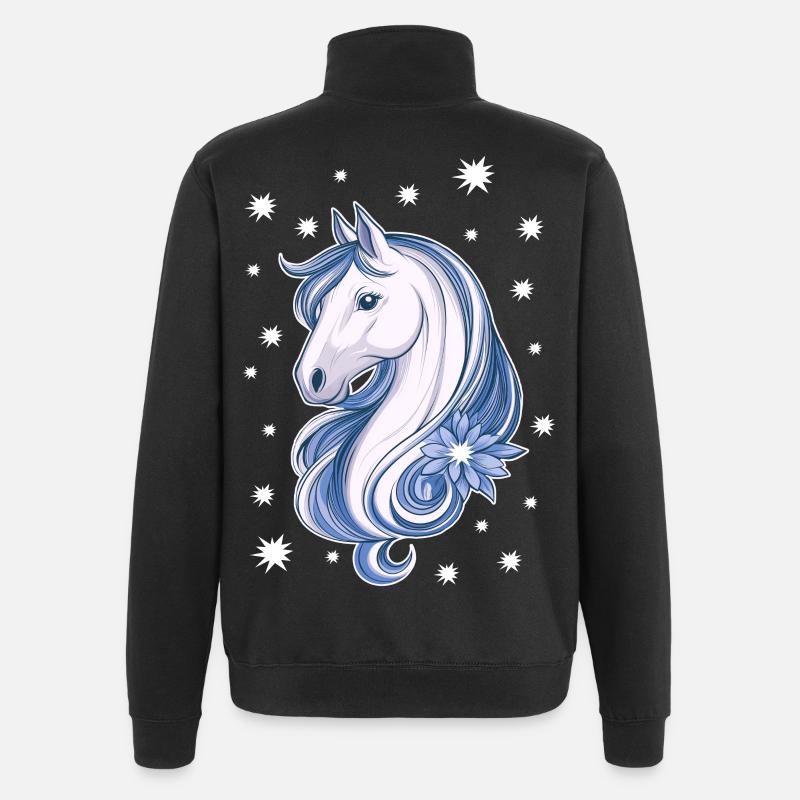 Cheval avec des étoiles - Sweat à zip 1/4 - noir