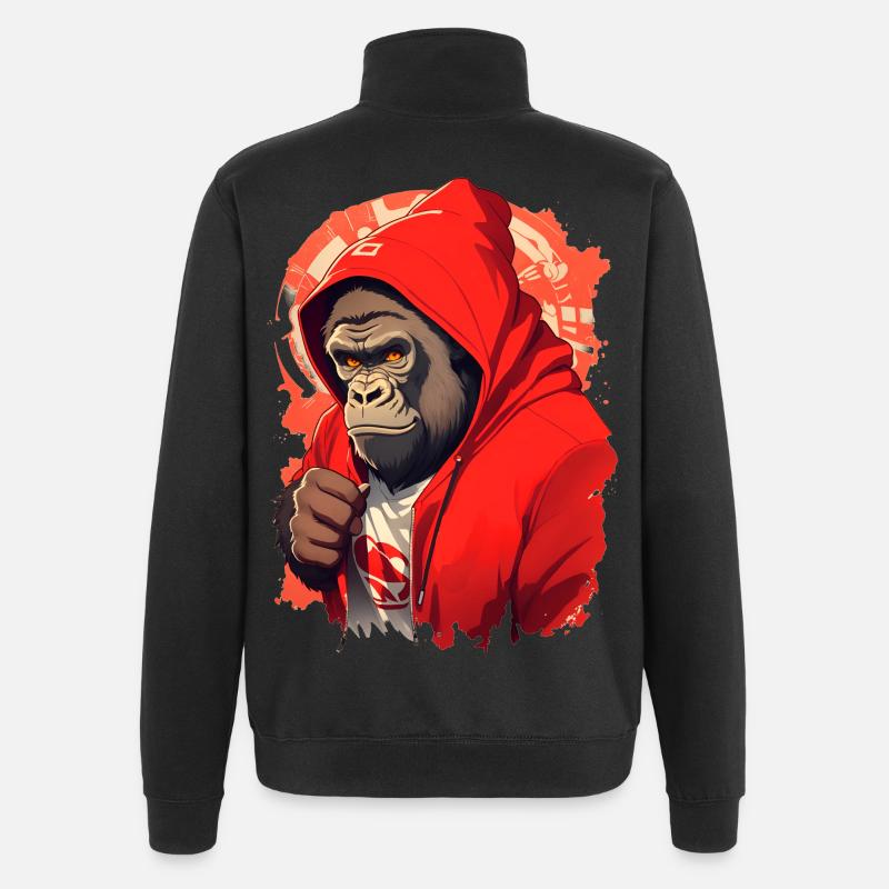 Gorilla mit rotem Hoody - Quarter-Zip-Sweatshirt - Schwarz