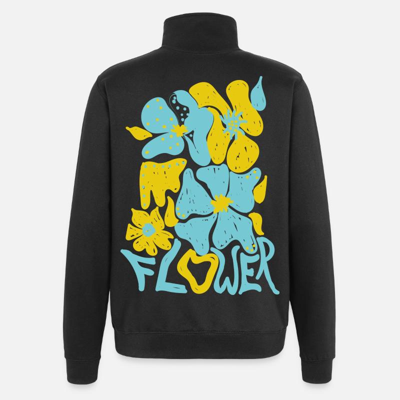 Fleur - Sweat à zip 1/4 - noir