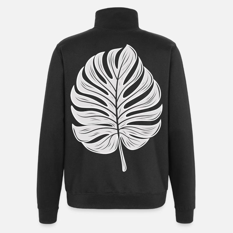 Cool Monstera Leaf, Plants Motif - Quarter-Zip Sweatshirt - black