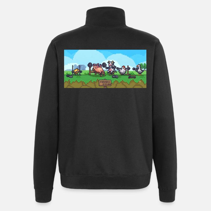 Peasant Gym Pixel Show - Quarter-Zip Sweatshirt - black