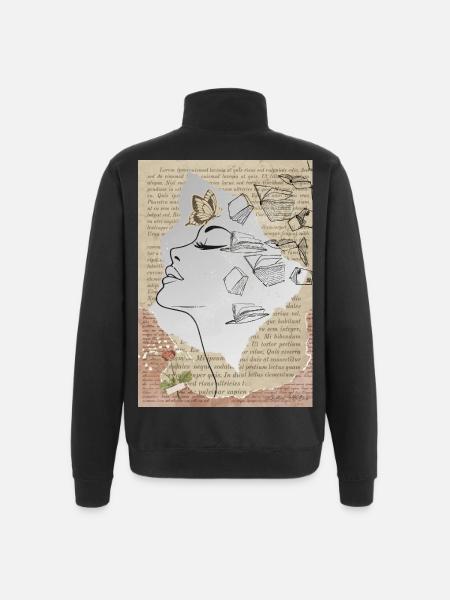 Literary Dream: Face with Butterflies - Quarter-Zip Sweatshirt - black
