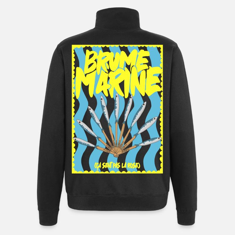Brume Marine et  éventaile de sardines - Sweat à zip 1/4 - noir