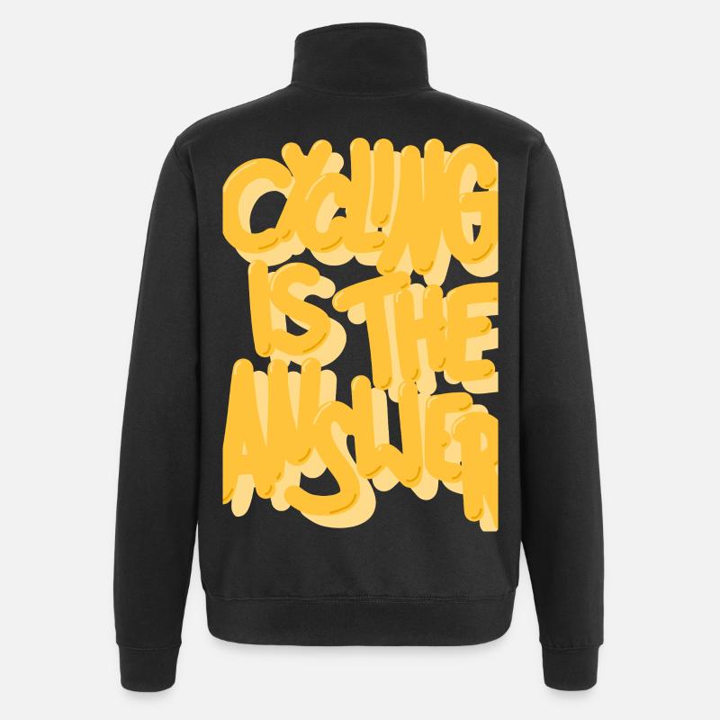 Cycling is the answer gelb - Quarter-Zip-Sweatshirt - Schwarz