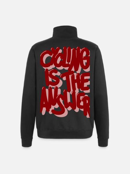 Cycling is the answer burgundy - Quarter-Zip Sweatshirt - black