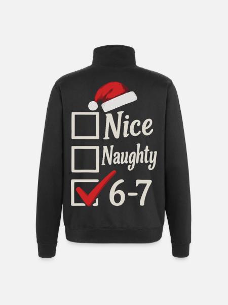 Nice Naughty 67 Christmas Meme - Quarter-Zip Sweatshirt - black
