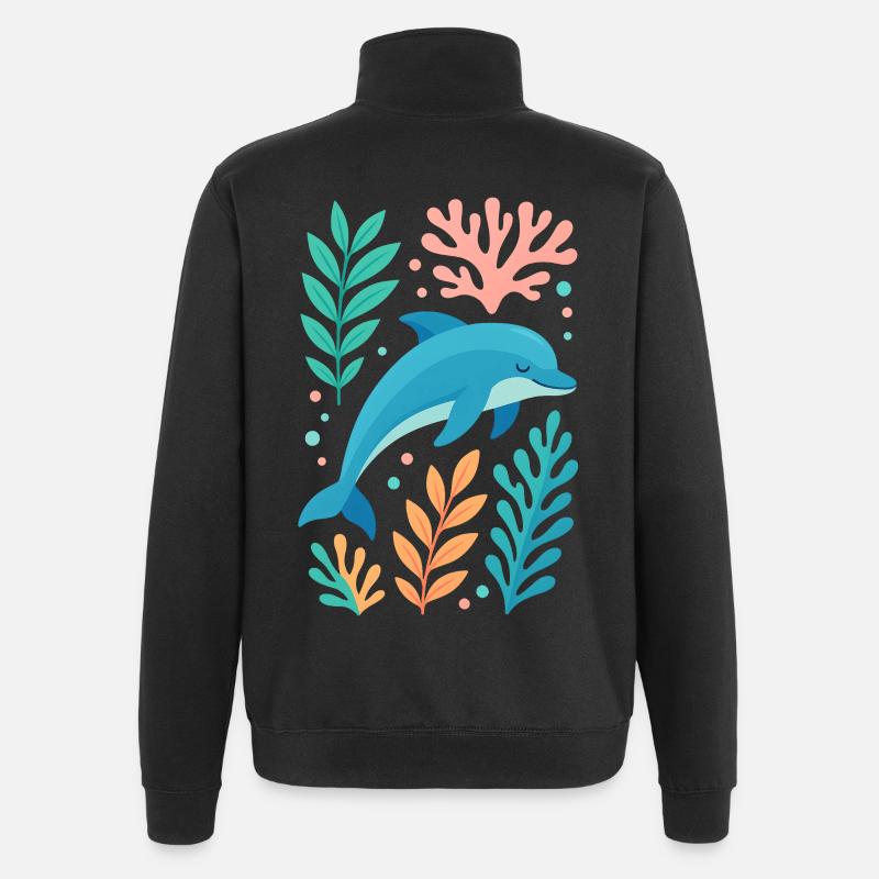 Delfintraum im Korallenmeer - Quarter-Zip-Sweatshirt - Schwarz