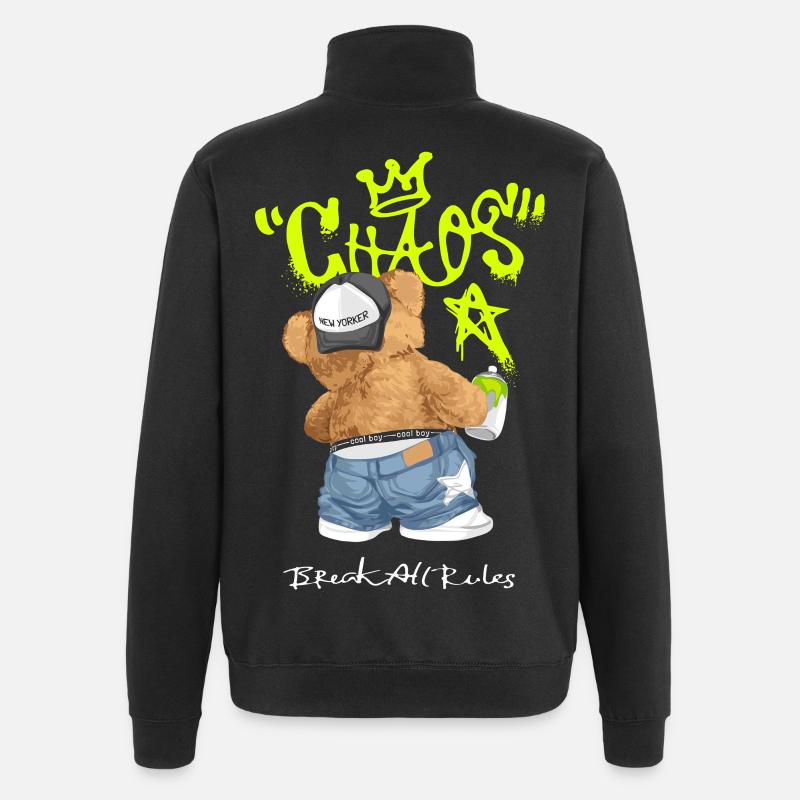 Chaos Bear Graffiti Break All Rules - Quarter-Zip Sweatshirt - black