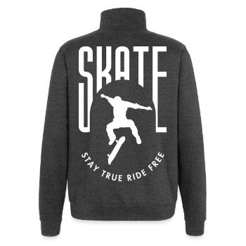 Skater Silhouette Restez libre de rider - Sweat à zip 1/4 - charbon - Dos - AI Model Male 178 dark (178cm)