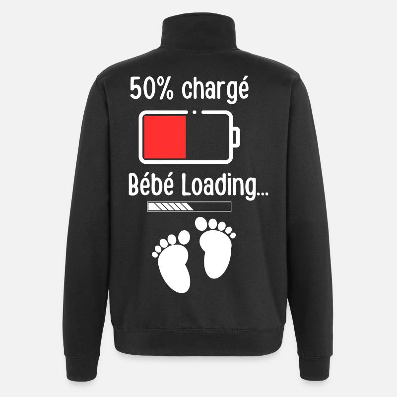 Baby Charging Battery 50% - Quarter-Zip Sweatshirt - black