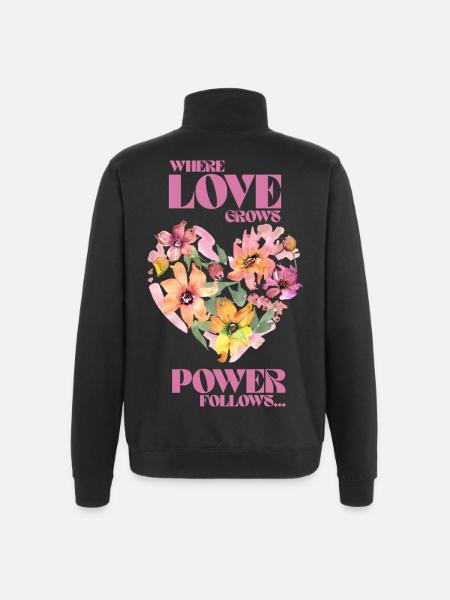 Where Love Grows, Love Follows - Quarter-Zip-Sweatshirt - Schwarz