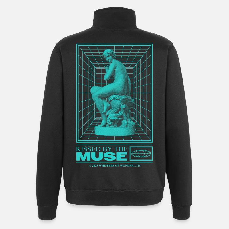 Neon statue in cyberspace - Quarter-Zip Sweatshirt - black