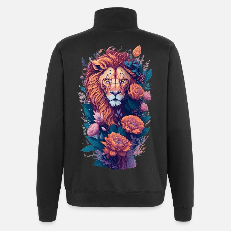 Lion - Sweat à zip 1/4 - noir