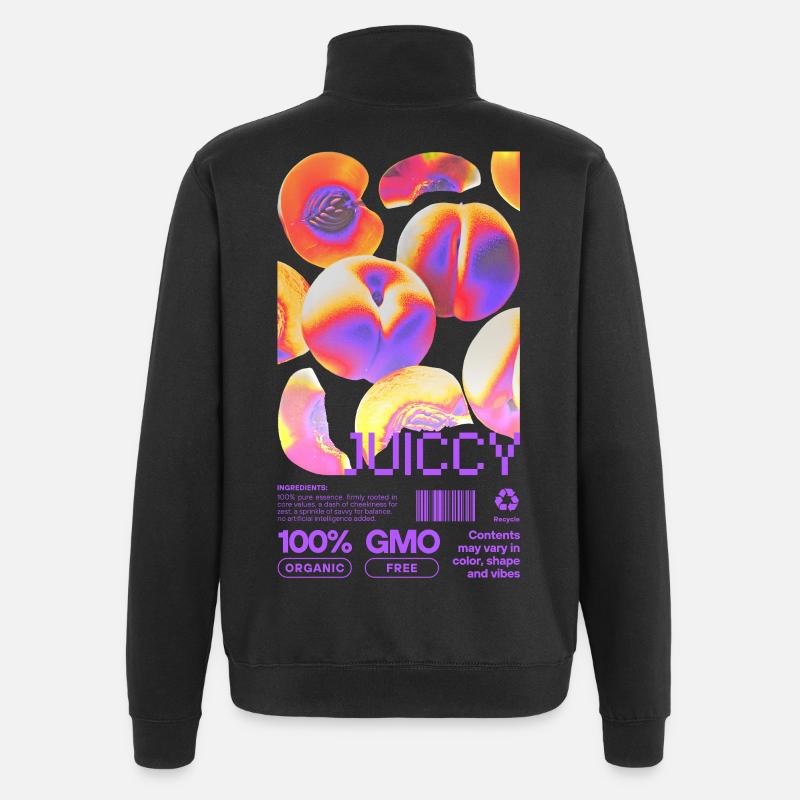 Déclaration pêche juteuse - Sweat à zip 1/4 - noir