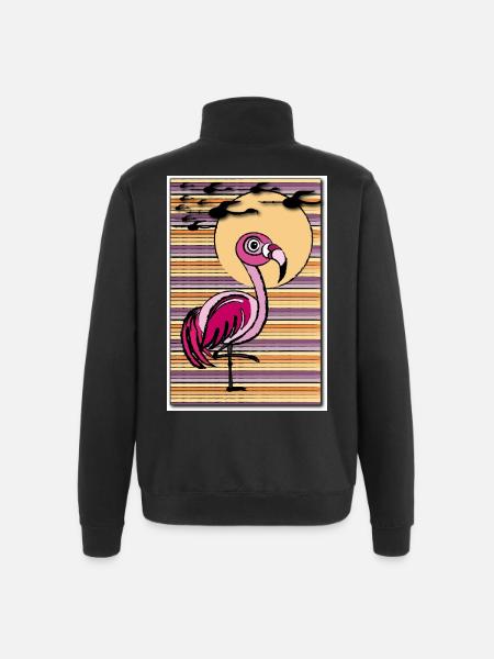 Flamingo in the sunset - Quarter-Zip-Sweatshirt - Schwarz