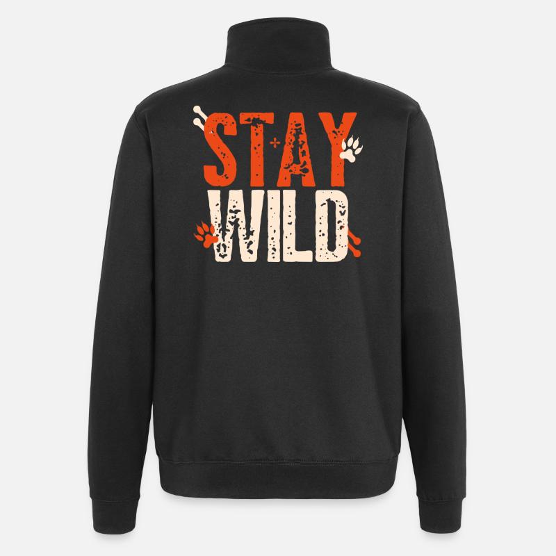 Stay Wild – lettering with paws - Quarter-Zip Sweatshirt - black