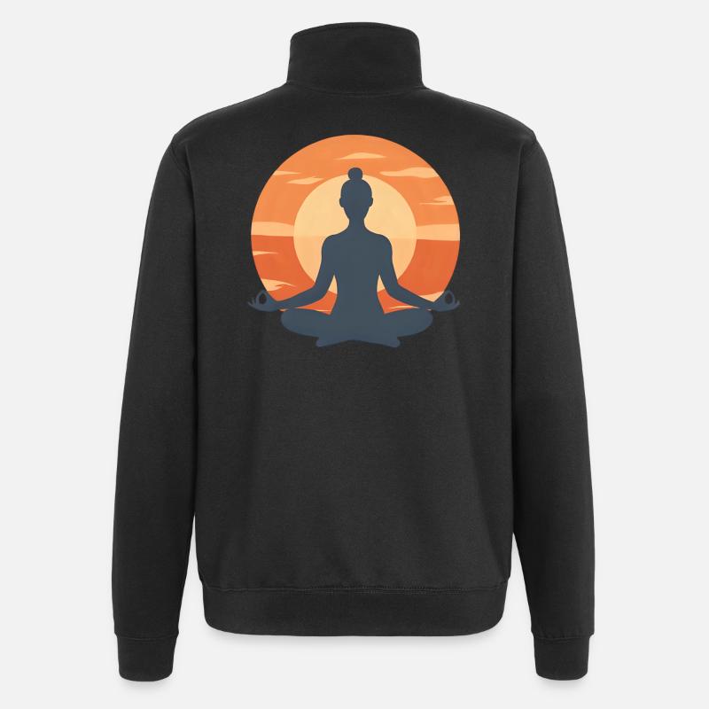 Coucher de soleil méditatif - Sweat à zip 1/4 - noir