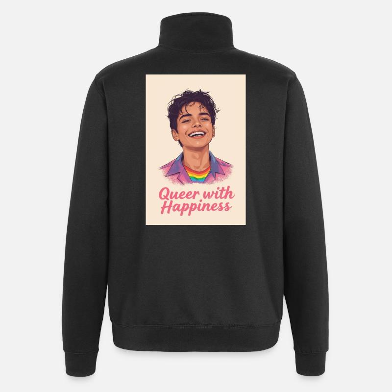 Queer with happiness - Quarter-Zip Sweatshirt - black
