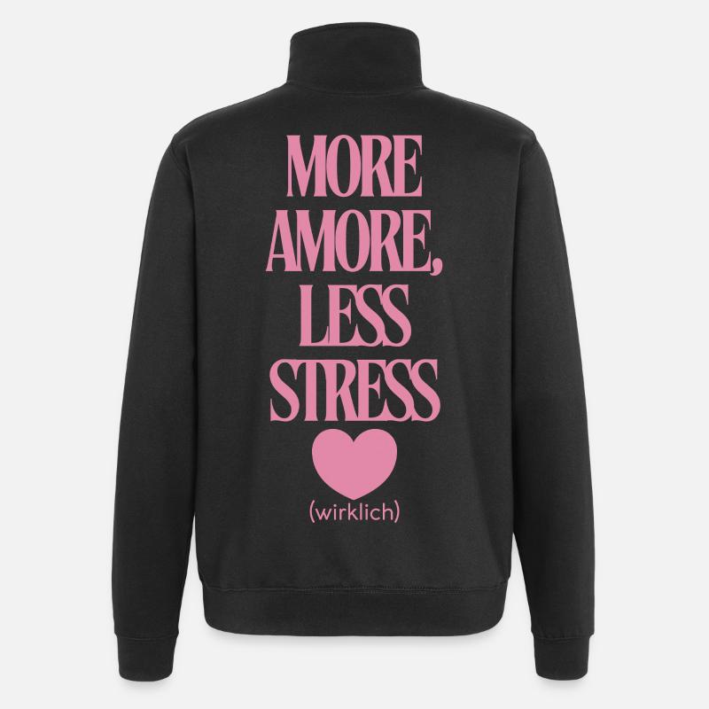 Plus d’amour, moins de stress - Sweat à zip 1/4 - noir